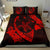 Hawaiian Map Hibiscus Turtle Fish Hook Polynesian Bedding Set Red - Polynesian Pride