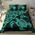 Hawaiian Map Turtle Hibiscus Kanaka Polynesian Bedding Set - Turquoise - Polynesian Pride