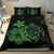 Hawaiian Map Turtle Hibiscus Plumeria Polynesian Bedding Set - Green - Polynesian Pride