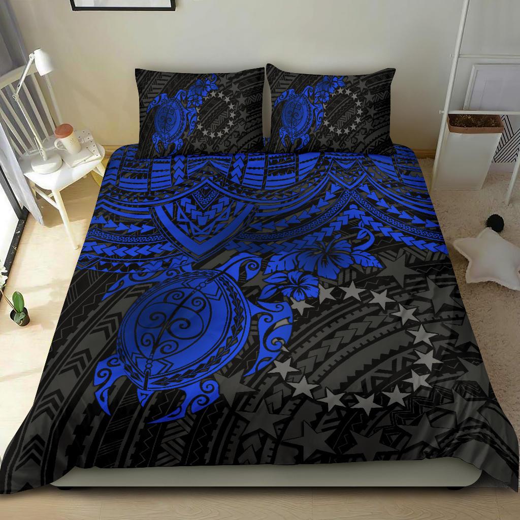 Polynesian Bedding Set - Cook Islands Duvet Cover Set - Blue Turtle Blue - Polynesian Pride