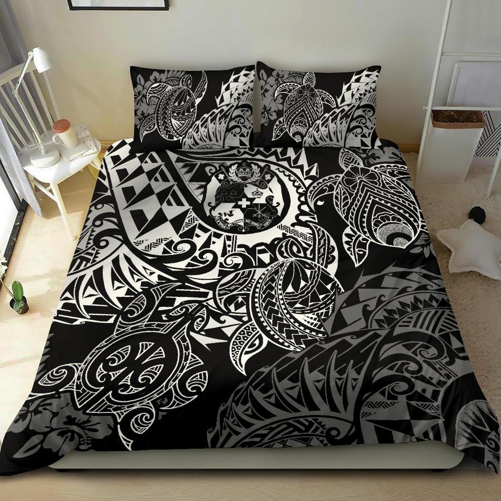 Polynesian Duvet Cover - Tonga Bedding Set - White Turtle Flowing White - Polynesian Pride