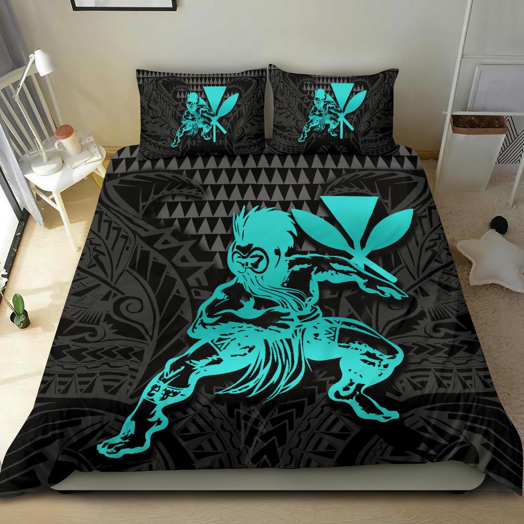 Polynesian Bedding Set - Hawaii Duvet Cover Set Warriors Emerald Color Black - Polynesian Pride