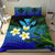 Kanaka Maoli (Hawaiian) Bedding Set, Polynesian Plumeria Banana Leaves Blue - Polynesian Pride