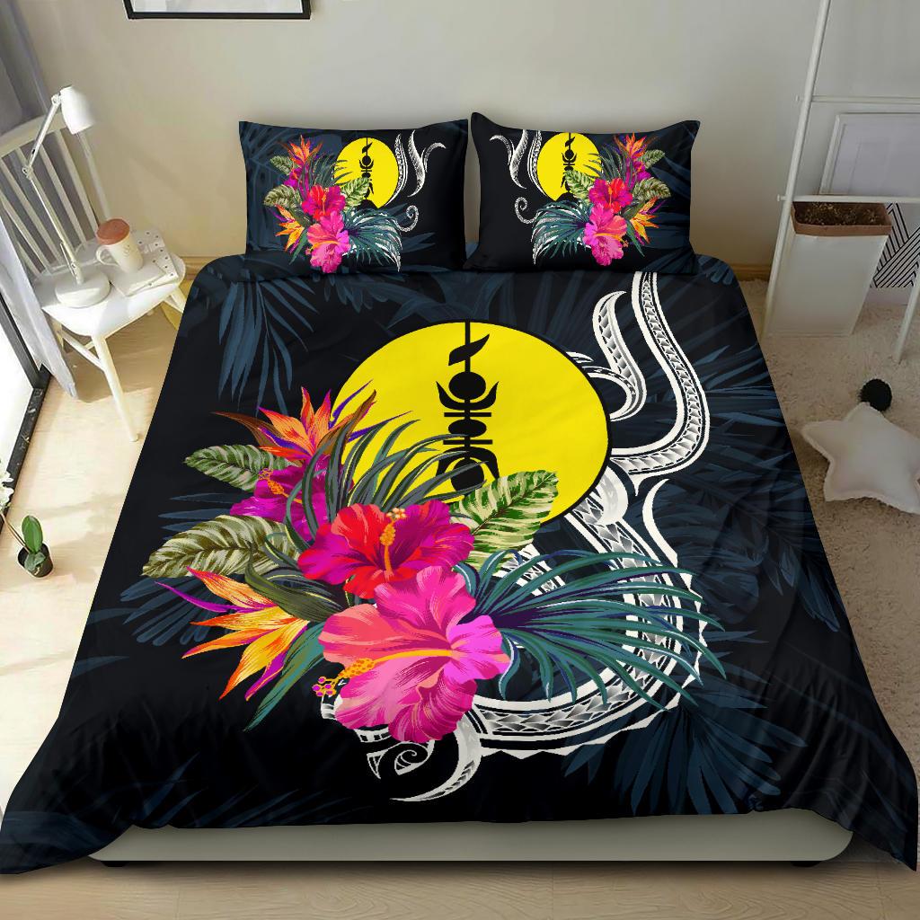 Polynesian Bedding Set - New Caledonia Duvet Cover Set Tropical Flowers Blue - Polynesian Pride