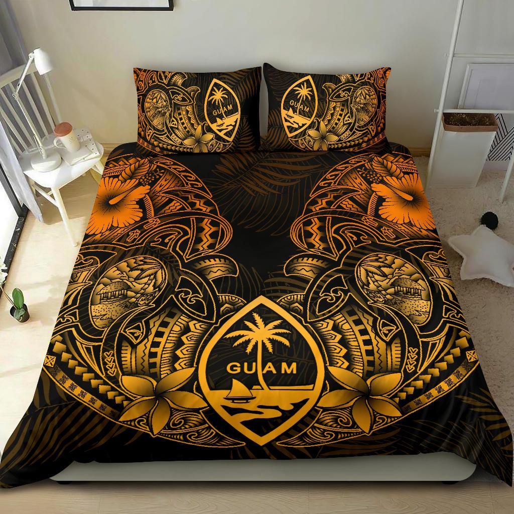 Polynesian Bedding Set - Guam Duvet Cover Sets - Gold Turtle Homeland Notext GOLD - Polynesian Pride