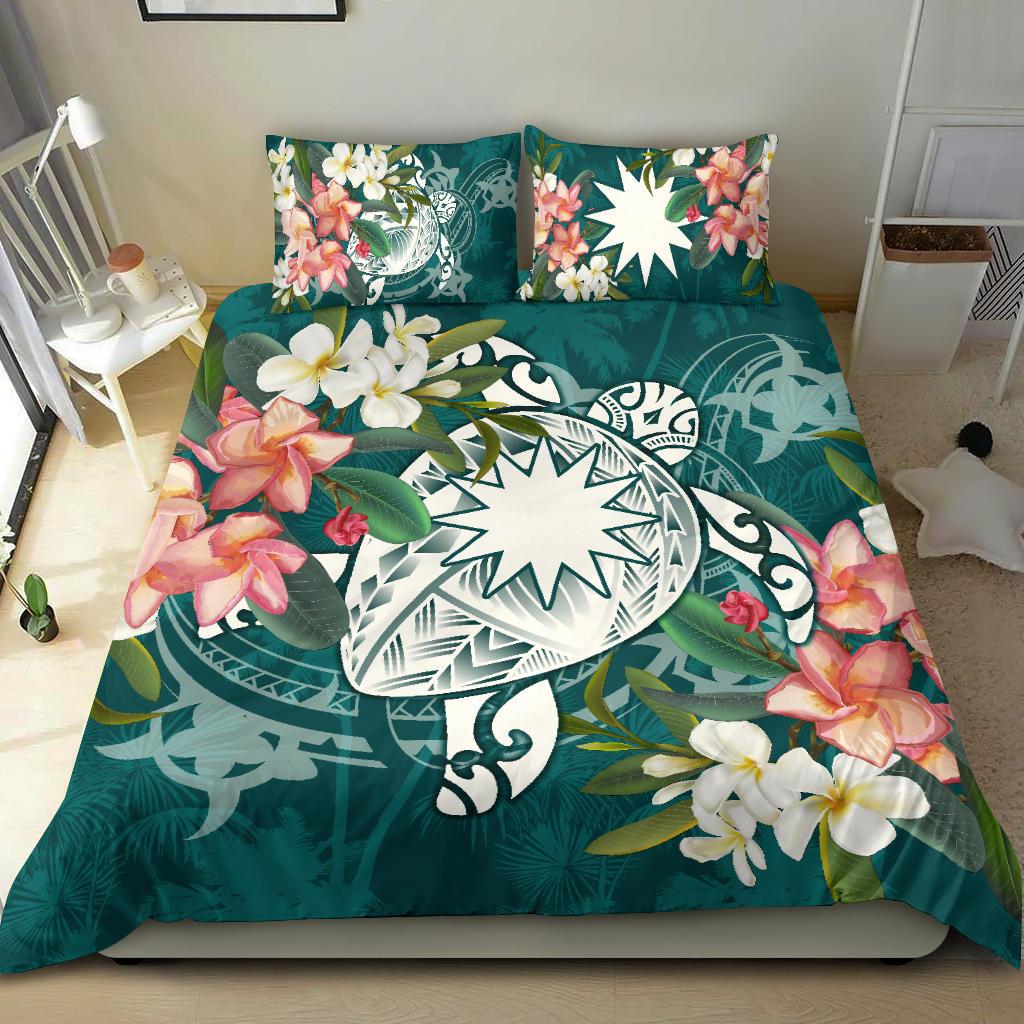 Nauru Polynesian Bedding Set - Turtle with Plumeria Black - Polynesian Pride