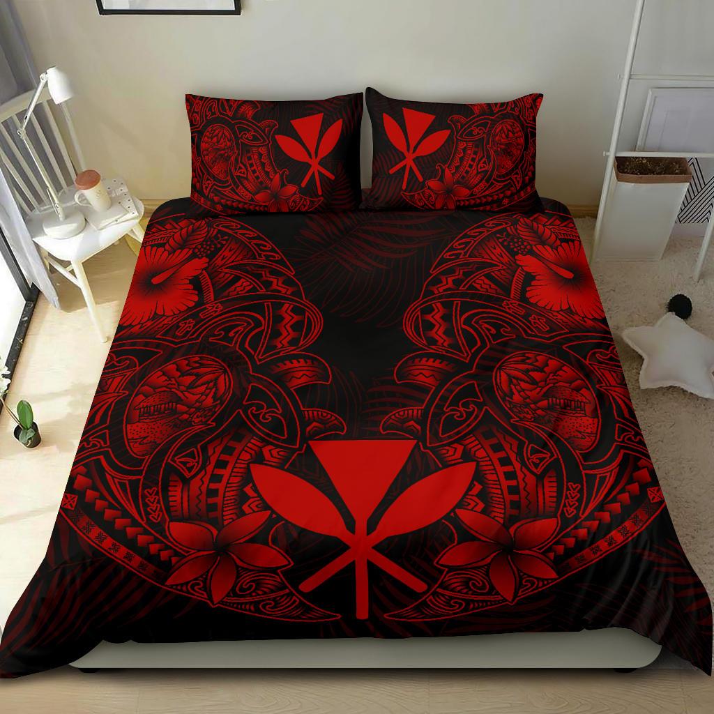 Polynesian Bedding Set - Hawaii (Kanaka Maoli) Duvet Cover Set - Red Turtle Homeland RED - Polynesian Pride