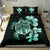 Hawaiian Kanaka Hibiscus Plumeria Mix Polynesian Turtle Bedding Set Turquoise AH - Polynesian Pride