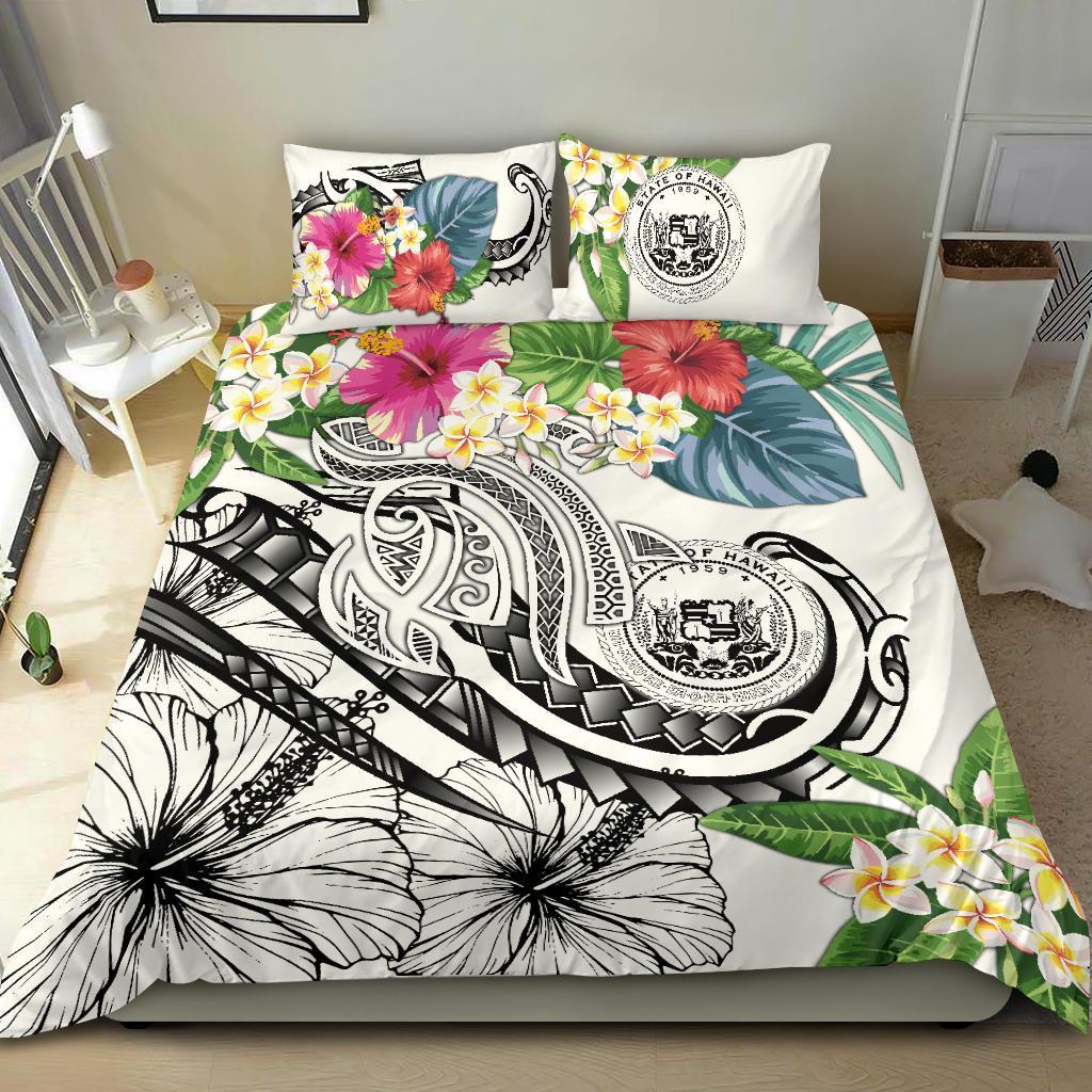 Polynesian Hawaii Bedding Set - Summer Plumeria (White) White - Polynesian Pride