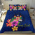 Polynesian Custom Personalised Bedding Set - Fiji Duvet Cover Set Floral With Seal Blue - Polynesian Pride