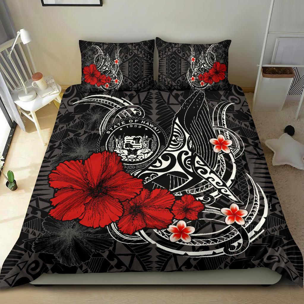 Polynesian Hawaii Bedding Set - Humpback Whale with Hibiscus (White) White - Polynesian Pride