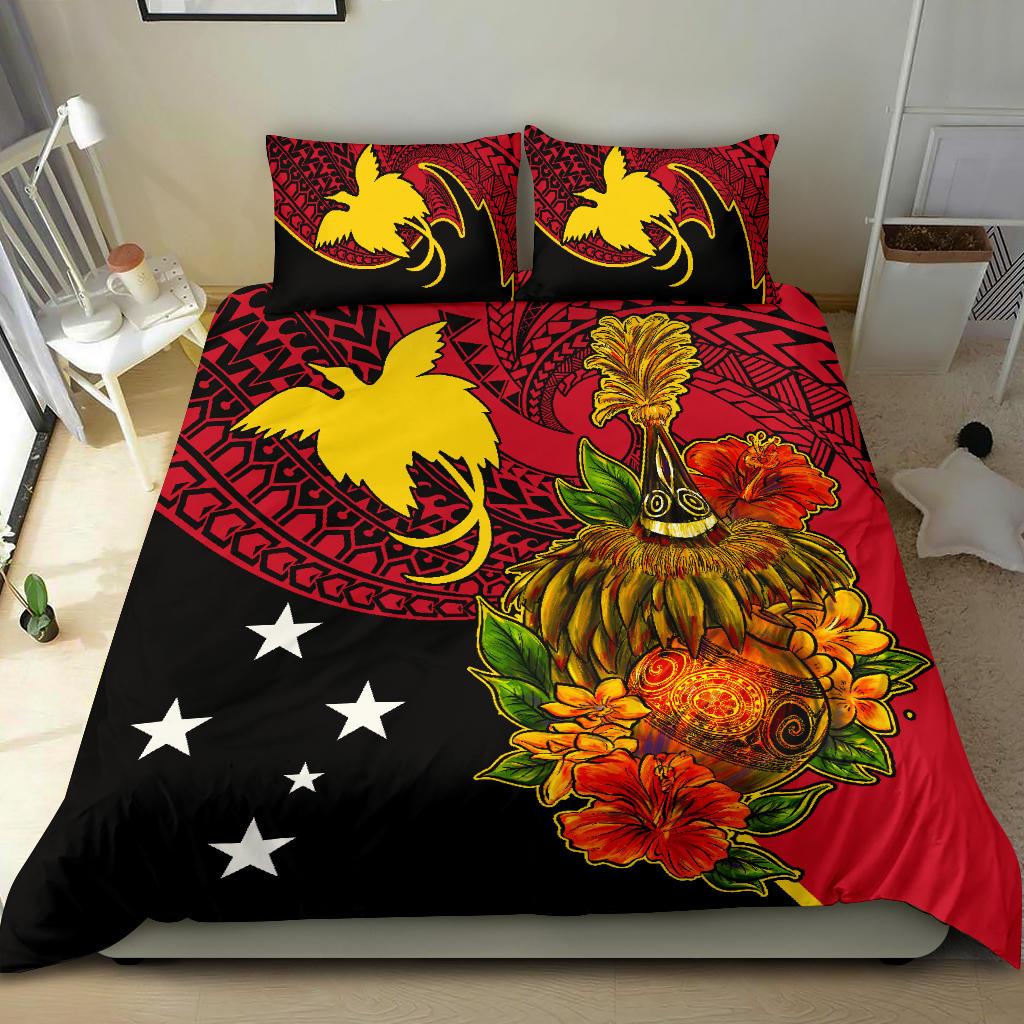 Papua New Guinea Bedding Set - Tumbuan, Duk - duk and Lime Gourd RED - Polynesian Pride
