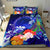 American Samoa Polynesian Bedding Set - Humpback Whale with Tropical Flowers (Blue) Blue - Polynesian Pride