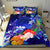 American Samoa Polynesian Custom Personalised Bedding Set - Humpback Whale with Tropical Flowers (Blue) Blue - Polynesian Pride