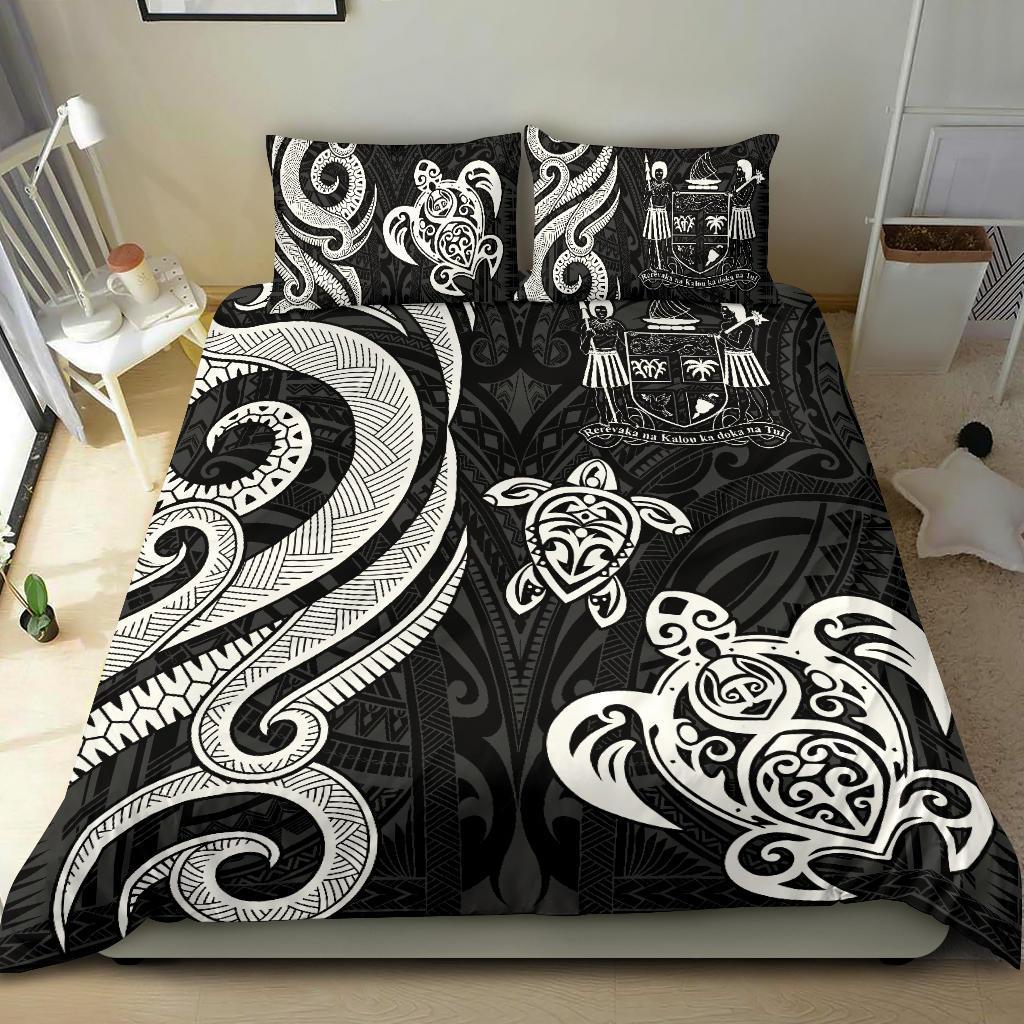 Fiji Polynesian Bedding Set - White Tentacle Turtle Crest White - Polynesian Pride