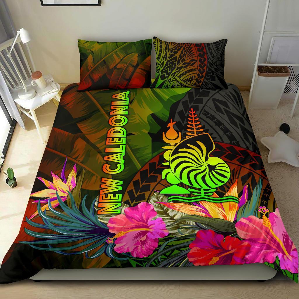 New Caledonia Polynesian Bedding Set - Hibiscus and Banana Leaves Reggae - Polynesian Pride