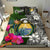 Nauru Bedding Set - Turtle Plumeria Banana Leaf Crest Black - Polynesian Pride