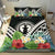 CNMI Bedding Set - CNMI Coat of Arms & Polynesian Tropical Flowers White - Polynesian Pride