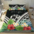 Tonga Bedding Set - Tonga Coat of Arms & Polynesian Tropical Flowers White - Polynesian Pride