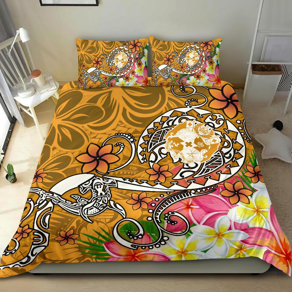 Tonga Bedding Set - Turtle Plumeria (Gold) Gold - Polynesian Pride