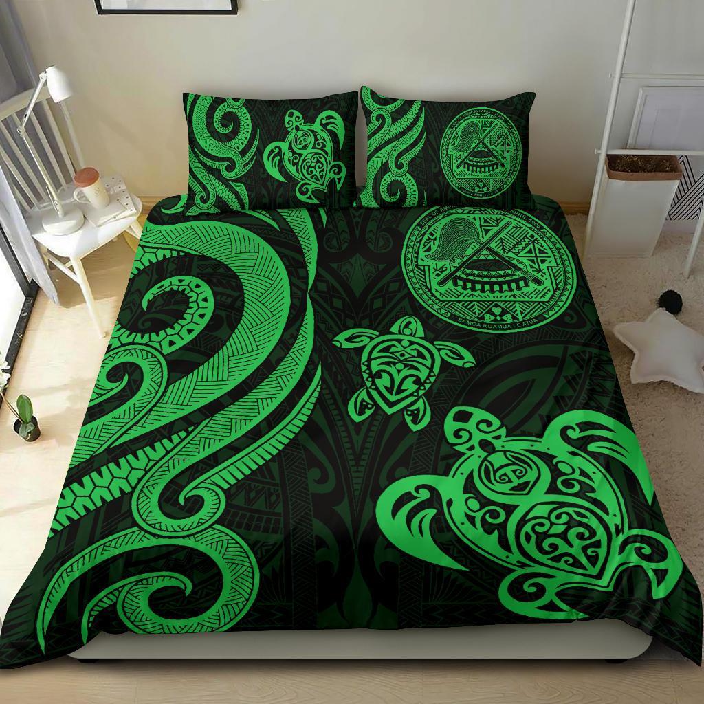 American Samoa Bedding Set - Green Tentacle Turtle Green - Polynesian Pride