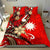 Nauru Bedding Set - Tribal Flower With Special Turtles Red Color Red - Polynesian Pride