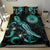 American Samoa Polynesian Bedding Set - Turtle With Blooming Hibiscus Turquoise - Polynesian Pride