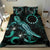 Cook Islands Polynesian Bedding Set - Turtle With Blooming Hibiscus Turquoise - Polynesian Pride