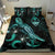 Guam Polynesian Bedding Set - Turtle With Blooming Hibiscus Turquoise - Polynesian Pride