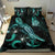 New Caledonia Polynesian Bedding Set - Turtle With Blooming Hibiscus Turquoise - Polynesian Pride