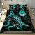 Tahiti Polynesian Bedding Set - Turtle With Blooming Hibiscus Turquoise - Polynesian Pride