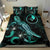 Yap Polynesian Bedding Set - Turtle With Blooming Hibiscus Turquoise - Polynesian Pride