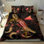 Tokelau Polynesian Bedding Set - Turtle With Blooming Hibiscus Gold - Polynesian Pride