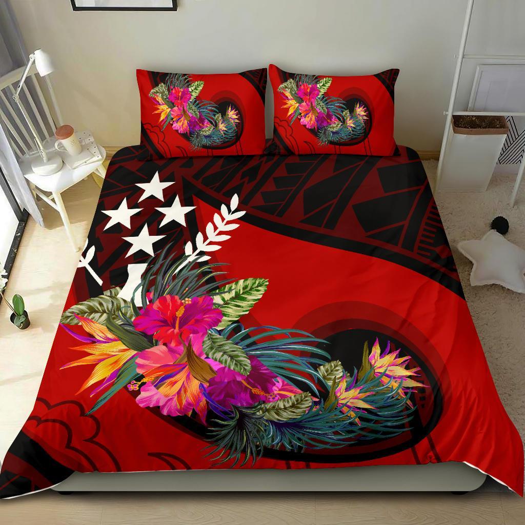 Kosrae Bedding Set - Polynesian Hook And Hibiscus (Red) Red - Polynesian Pride