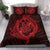 Hawaiian Hamerhead Shark Yin Yang Plumeria Polynesian Bedding Set - Red - Polynesian Pride