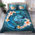 Polynesian Duvet Cover Set - Tokelau Bedding Set Blue Plumeria Animal Tattoo - Polynesian Pride