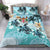 Polynesian Duvet Cover Set - Fiji Bedding Set Blue Turtle Hibiscus - Polynesian Pride