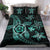 Hawaiian Map Art Turtle Kanaka Hibiscus Plumeria Turquoise Polynesian Bedding Set - Polynesian Pride