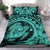 Hawaiian Map Kanaka Honu Hibiscus Turquoise Globular Polynesian Bedding Set - Polynesian Pride