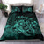 Hawaiian Map Turtle Tattoo Hibiscus Plumeria Polynesian Bedding Set - Turquoise - Polynesian Pride