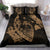 Hawaiian Fish Hook Hibiscus Banzai Surfing Polynesian Bedding Set Bronze - Polynesian Pride