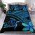 Hawaiian Turtle Kakau Plumeria Polynesian Bedding Set Blue - Polynesian Pride