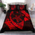 Hawaiian Map Hibiscus Turtle Fish Hook Polynesian Bedding Set Red - Polynesian Pride