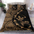 Hawaiian Map Gecko Tattoo Kakau Polynesian Bedding Set Gold - Polynesian Pride