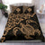 Hawaiian Map Turtle Hibiscus Kanaka Polynesian Bedding Set - Gold - Polynesian Pride