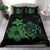 Hawaiian Map Turtle Hibiscus Plumeria Polynesian Bedding Set - Green - Polynesian Pride