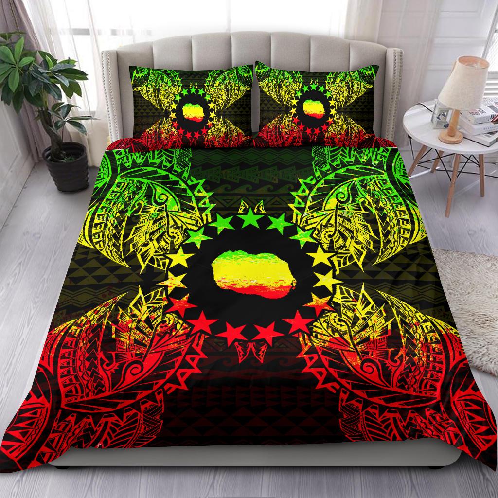 Polynesian Bedding Set - Cook Islands Duvet Cover Set Map Reggae Reggae - Polynesian Pride