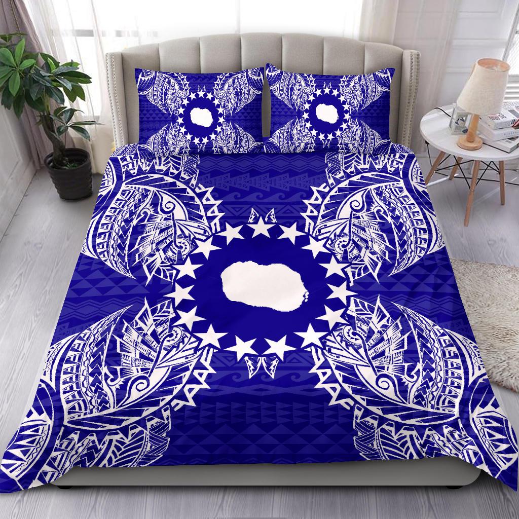 Polynesian Bedding Set - Cook Islands Duvet Cover Set Map Blue Blue - Polynesian Pride
