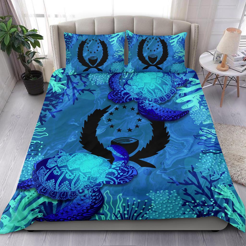 Pohnpei Micronesian Bedding Set - Sea Turtle Blue - Polynesian Pride