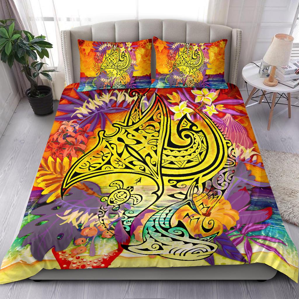 Polynesian Bedding Set - Turtle Shark Manta Duvet Cover Sets Black - Polynesian Pride